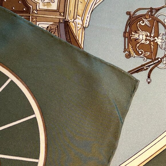 Vintage Hermes Springs Green Tones Silk Scarf designed by Phillipe Ledoux - Picture 15 of 16